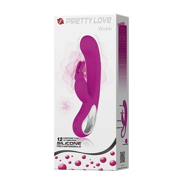 Vibrador Recarregável Ponto G com Estimulador Clitoriano Coelho e 12 Modos de Vibração – PRETTY LOVE WEBB – BI-014420