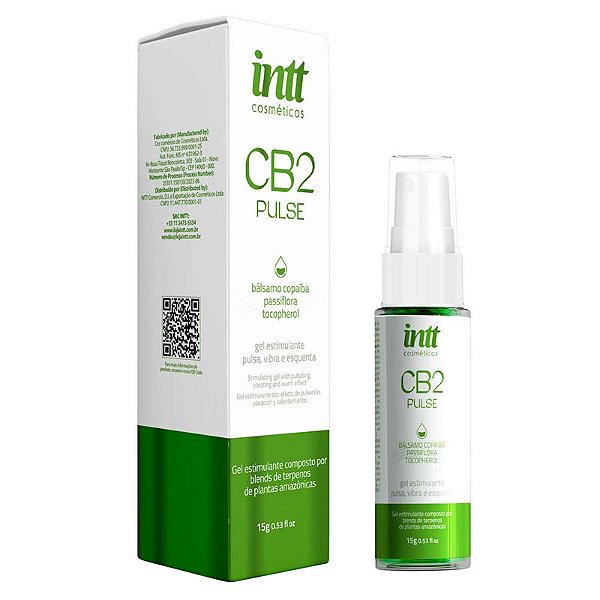 EXCITANTE COM AÇÃO DE VIBRAÇÃO, PULSAÇÃO, AQUECIMENTO E BEM-ESTAR COM PODER DOS TERPENOS - INTT CB2 PULSE | 15ML