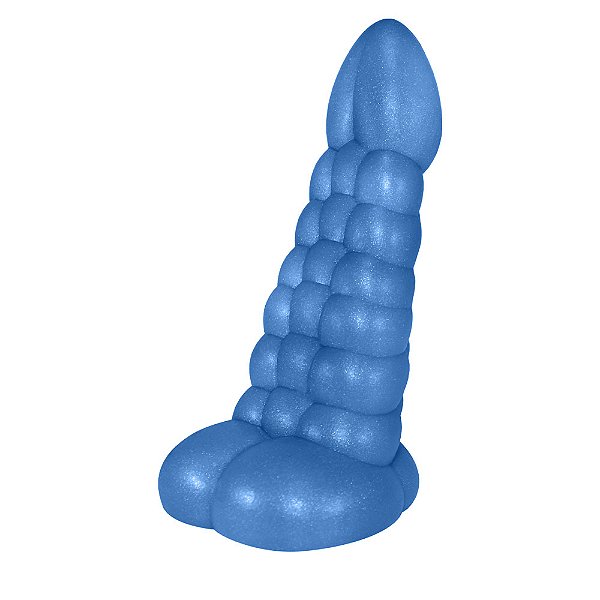 Pênis Feito em PVC Flexível com Escroto Snake 16 x 5cm Azul Cintilante