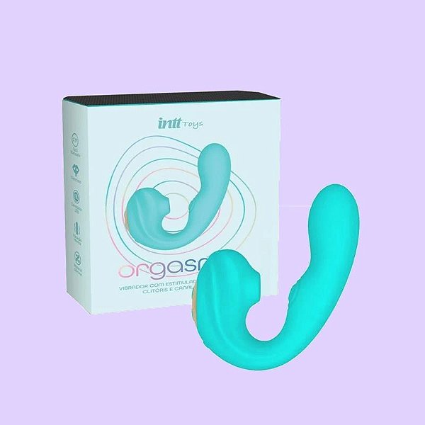 Vibrador Estimulador de Ponto G e Clitóris em Silicone com 10 Modos de Vibração e Pulsação, Motor Duplo - Intt Orgasmic 10,5 x 9,2 cm
