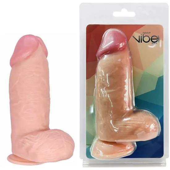 Pênis Realístico com Ventosa, Possui Escroto, Veias e Glande -28x8 – GOOD VIBE TOYS – DI-042