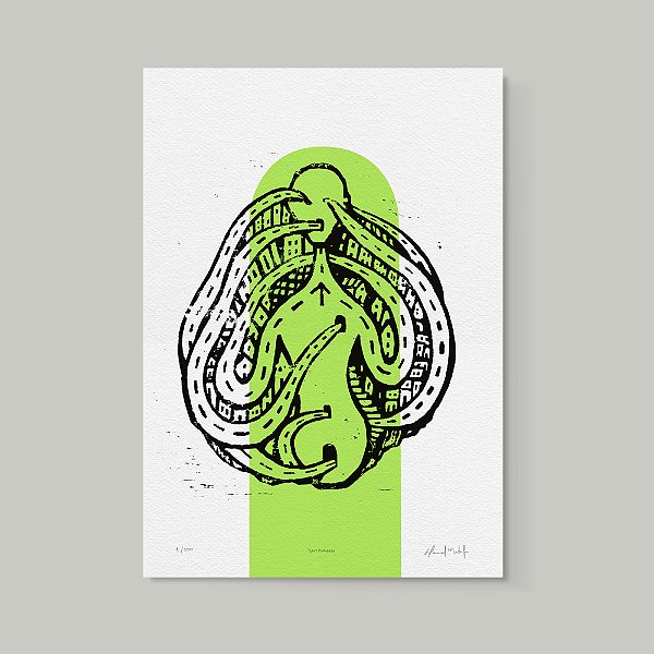 Xilogravura "Widaho". Daniel Mustafa.
