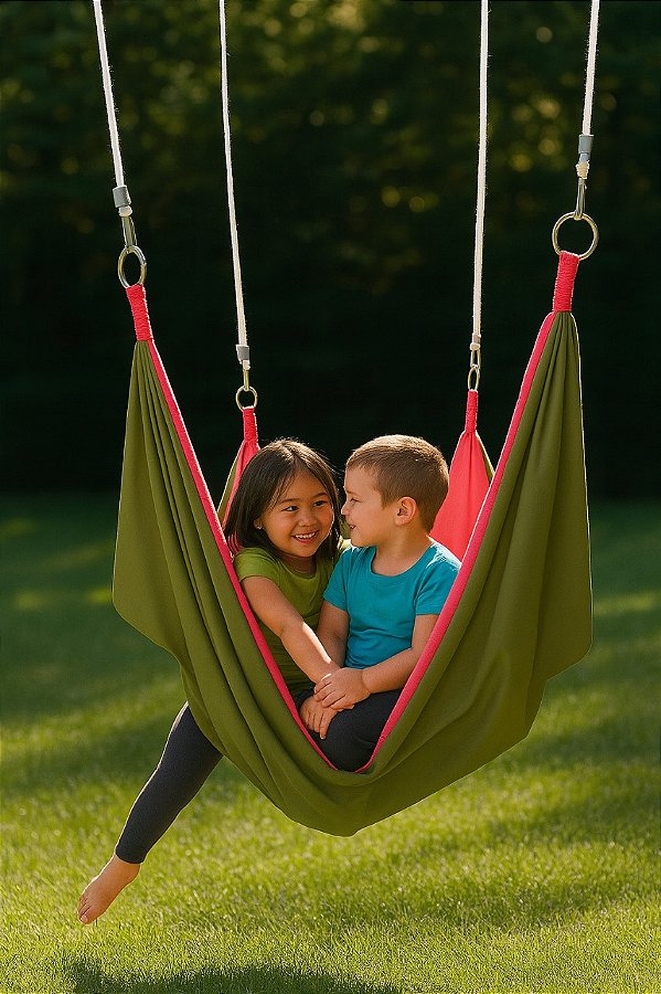 Balanço Sensorial 1,50m x 1,50m com 3 camadas de tecido, ideal para crianças com autismo e TDAH. Relaxa, melhora o equilíbrio e oferece uma experiência sensorial completa. Confortável, resistente e seguro. Frete grátis para todo o Brasil