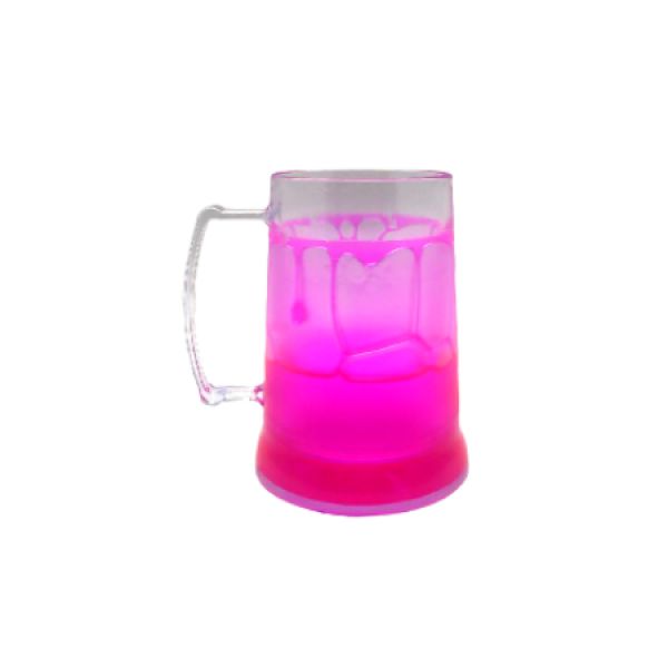 Caneca Transparente de Acrílico c/ Gel - Rosa Pink - 350ml