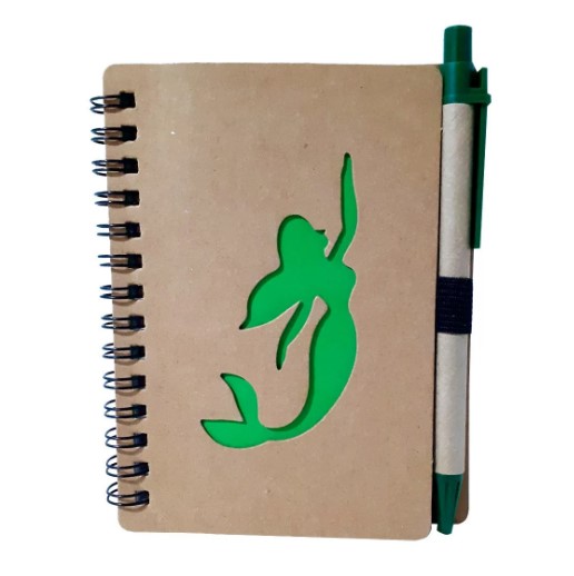 Bloco de Anotações Capa Sereia com Caneta