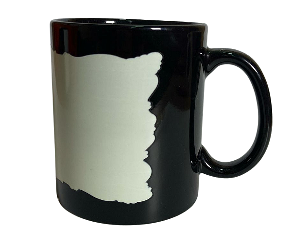 Caneca Mágica Preta c/ Tarja Nuvem Branca