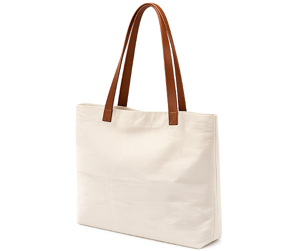 EcoBag Tecido Cru com Alça de Couro 37X38