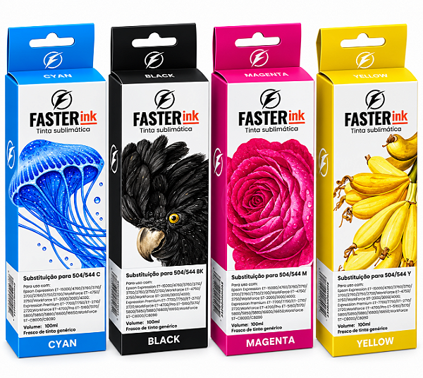 Kit de Tinta Sublimática Faster Ink 100ml