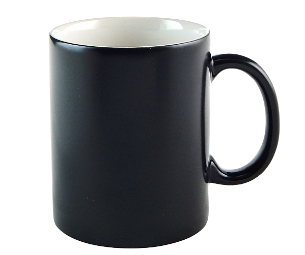Caneca de Porcelana Mágica Preta Brilhosa