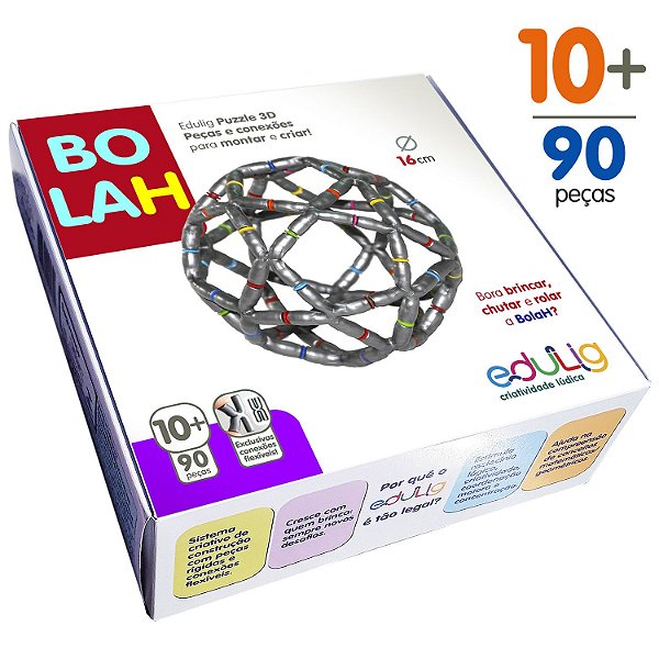 Quebra-cabeça Edulig Puzzle 3D BolaH -90 peças e conexões