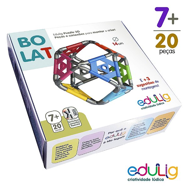 Quebra-cabeça Edulig Puzzle 3D Bola T - 20 peças e conexões - 4 sugestões de montagem