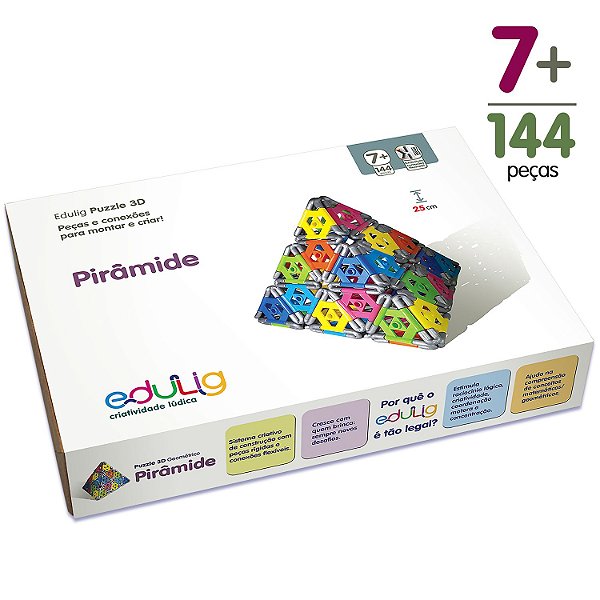 Quebra-cabeça Edulig Puzzle 3D Pirâmide - 144 peças e conexões - 6