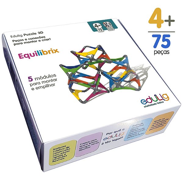 Quebra-cabeça Edulig Puzzle 3D Equilibrix - 75 peças e conexões