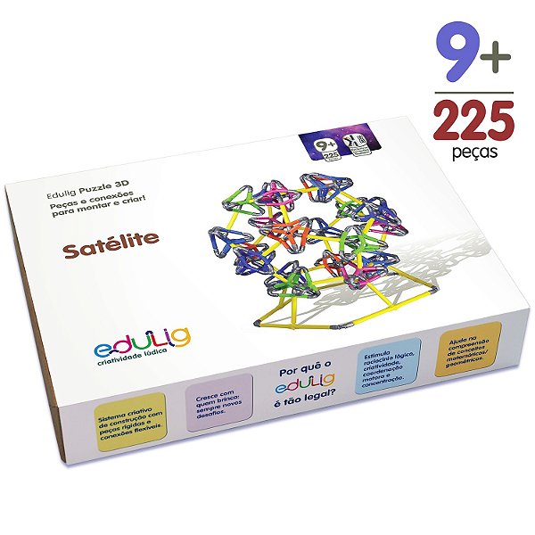 Quebra-cabeça Edulig Puzzle 3D Satélite - 225 peças e conexões