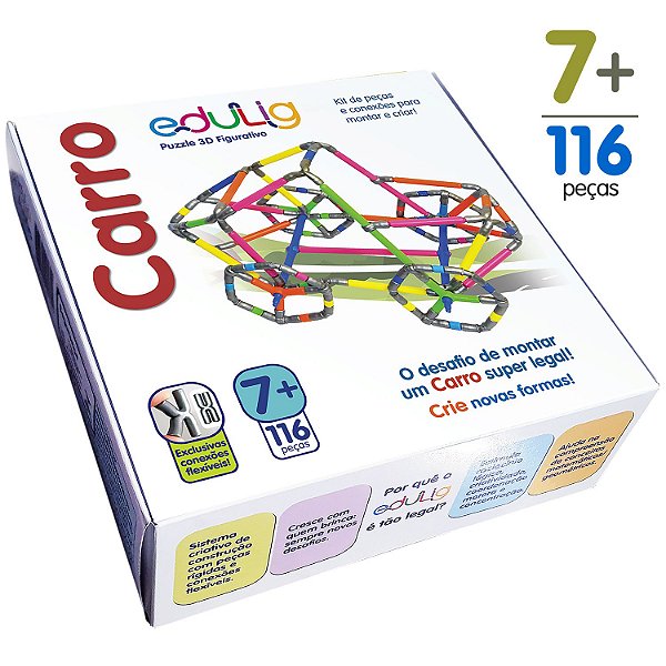 Quebra-cabeça Edulig Puzzle 3D Carro - 116 peças e conexões