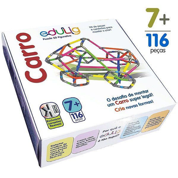 Quebra-cabeça Edulig Puzzle 3D Carro - 116 peças e conexões - 6