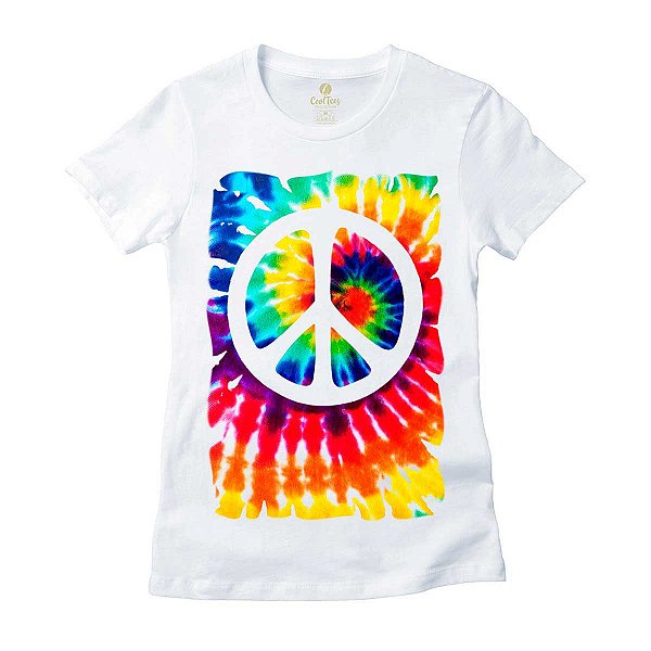 Camiseta Feminina Cool Tees Tie Dye Simbolo da Paz