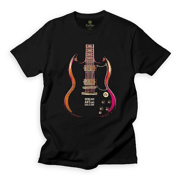 Camiseta Rock Cool Tees Guitarra Musica Arte