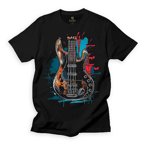 Camiseta Musica Cool Tees Rock Instrumentos Banda Baixo