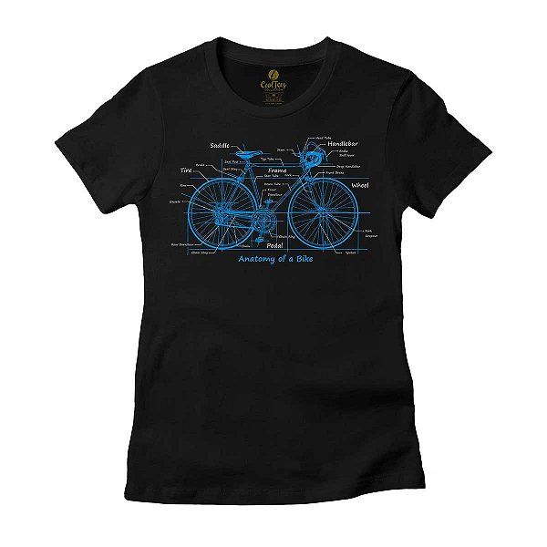 Camiseta Feminina Bike Cool Tees Ciclistas Anatomia da Bicicleta