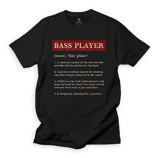 Camiseta Musica Cool Tees Guitarra Baixo e Baixista Dicionario Diferente