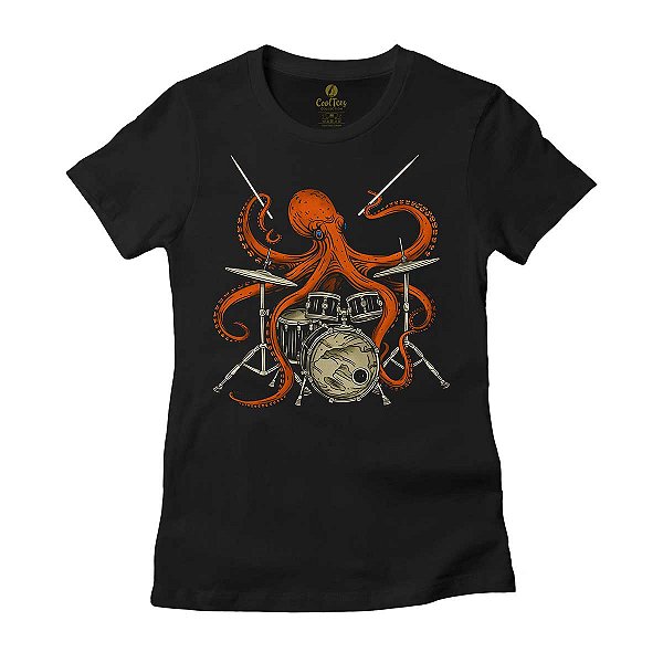 Camiseta Feminina Cool Tees Musica Rock Bateria Polvo Baterista