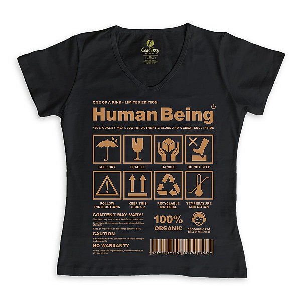 Camiseta Feminina Gola V Cool Tees Seres Humanos