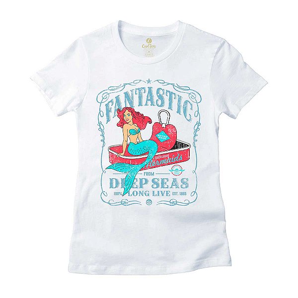 Camiseta Feminina Surf Cool Tees Sereias em Conservas