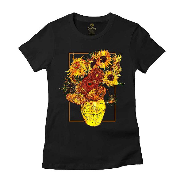 Camiseta Feminina Arte Pintores Cool Tees Girassol Van Gogh