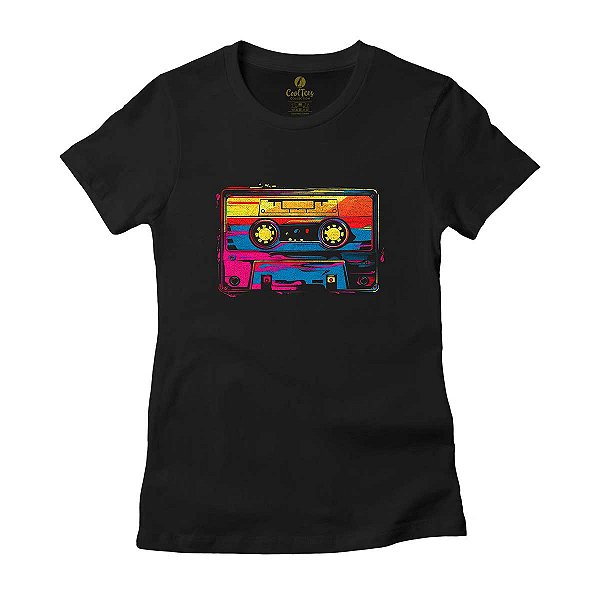 Camiseta Feminina Rock Cool Tees Musica Fita K7 Anos 80