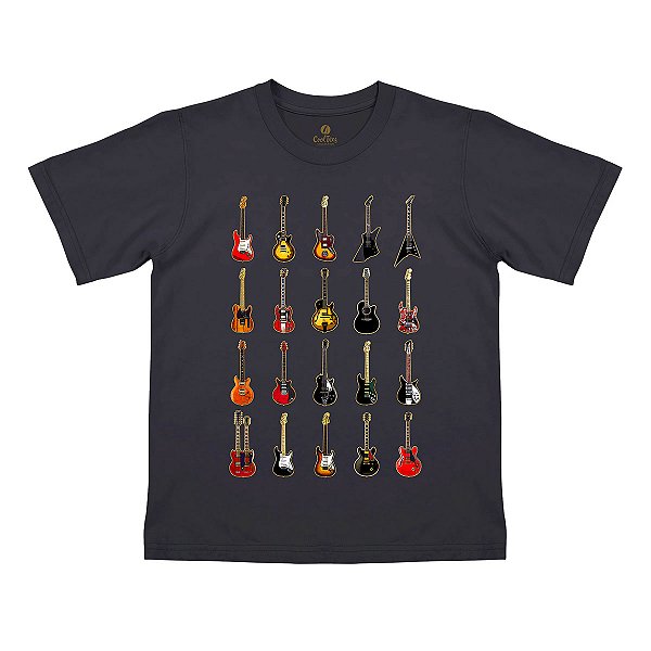 Camiseta Infantil Rock Cool Tees Guitarra Lendas do Rock