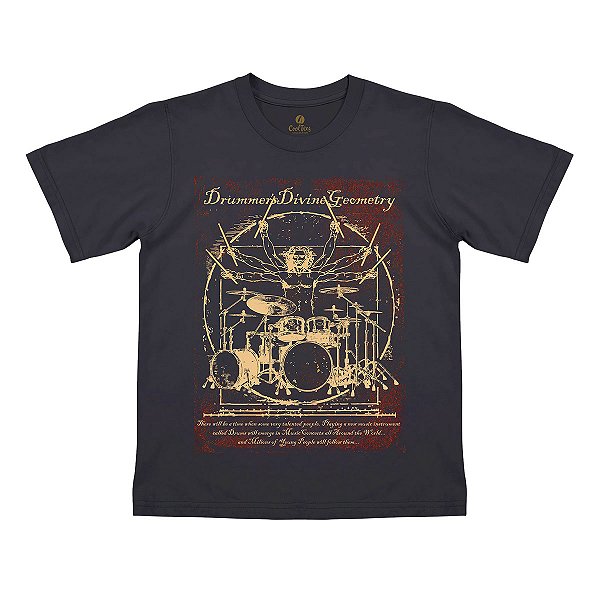 Camiseta Infantil Rock Cool Tees Baterista Da Vinci