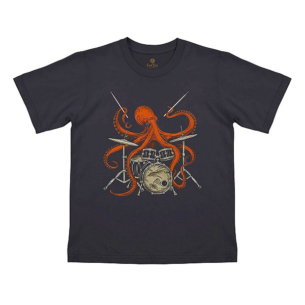 Camiseta Infantil Rock Cool Tees Musica Bateria Polvo Baterista