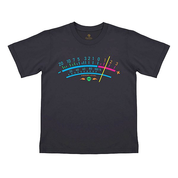 Camiseta Infantil Musica Cool Tees Rock e Guitarras Power Level VU DJ Diferente