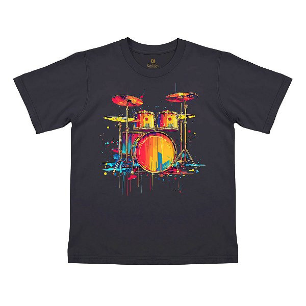 Camiseta Infantil Musica Cool Tees Bateria Baterista Arte Criativa
