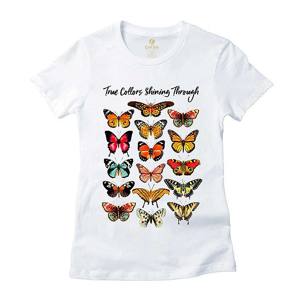 Camiseta Feminina Cool Tees Borboletas True Collors