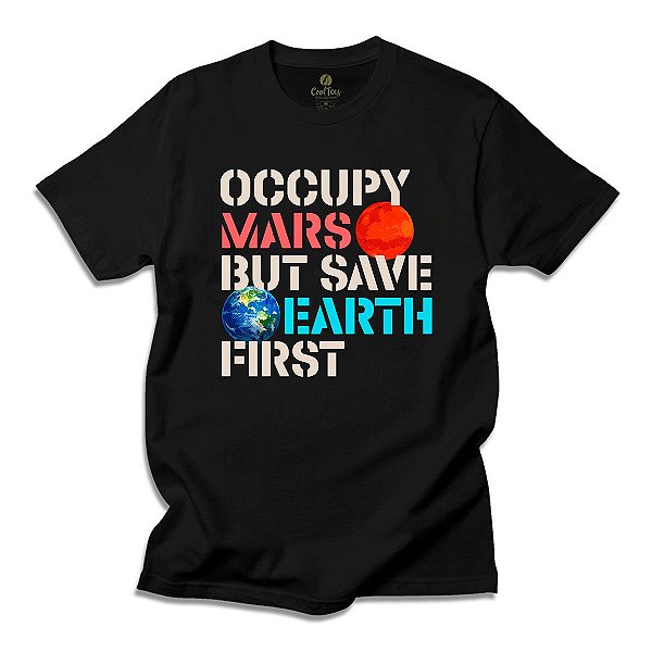 Camiseta Ecologia Cool Tees Planeta Terra e Marte