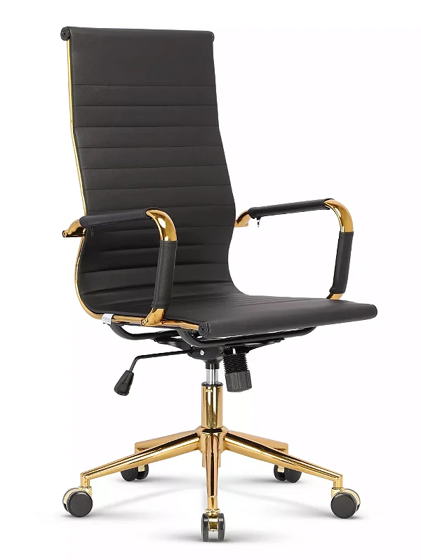 Cadeira Presidente Anima Dourada em Courino Executiva para Escritório - ANM03