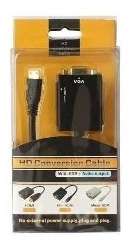 Cabo Adaptador Conversor Hdmi Para Vga Com Saída P2 De Áudio