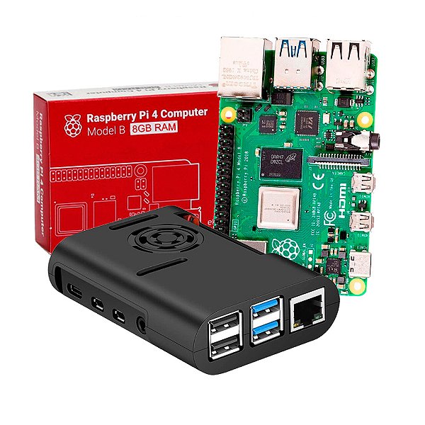 Kit Raspberry Pi 4 8gb Fonte Case Cooler Dissipador 16gb Microhdmi