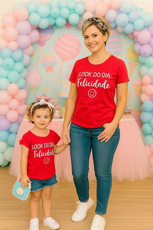 Kit Mãe e filha t-shirts vermelha