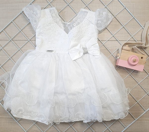 Vestido de Festa Infantil Realeza Branco