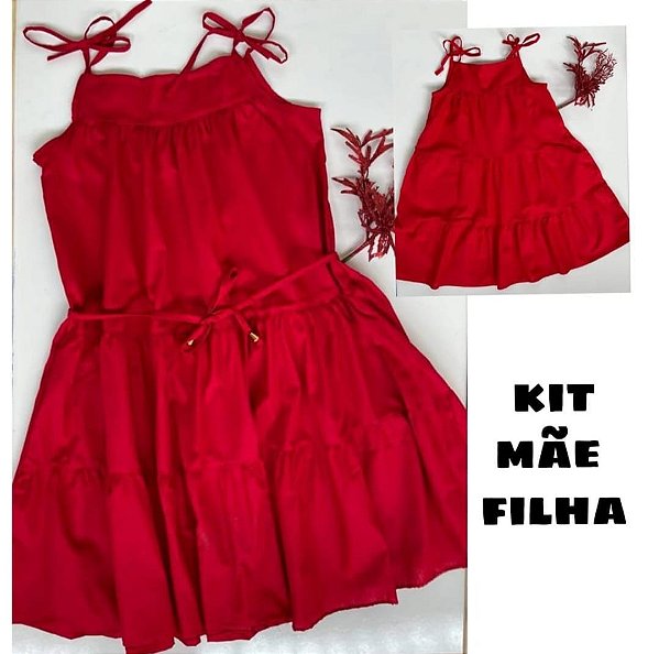 Kit vestido Mãe e filha Maria Vermelho