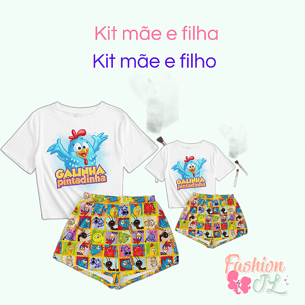 Kit Pijama Mãe e filha (o) Galinha Pintadinha 2 peças