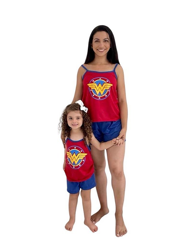 Pijama Adulto Feminino Alça Mulher Maravilha