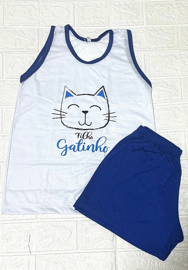 Pijama Infantil Masculino Regata Gatinho