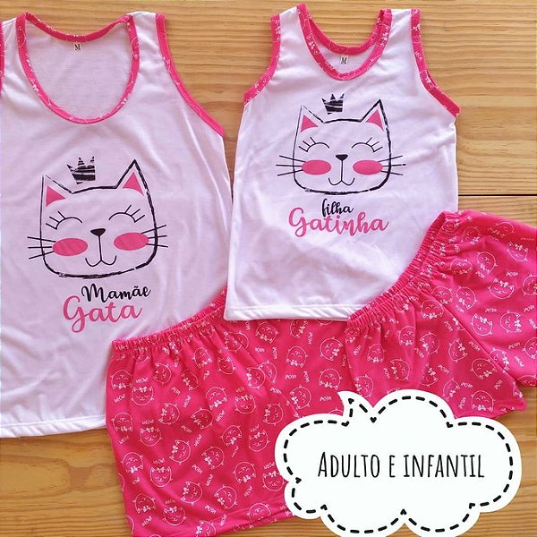 Pijama Adulto Feminino Regata Gatinha