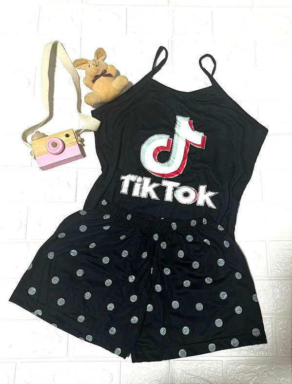 Pijama Adulto Feminino de Alça Tiktok