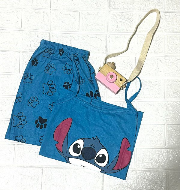 Pijama Adulto Feminino de Alça Stitch