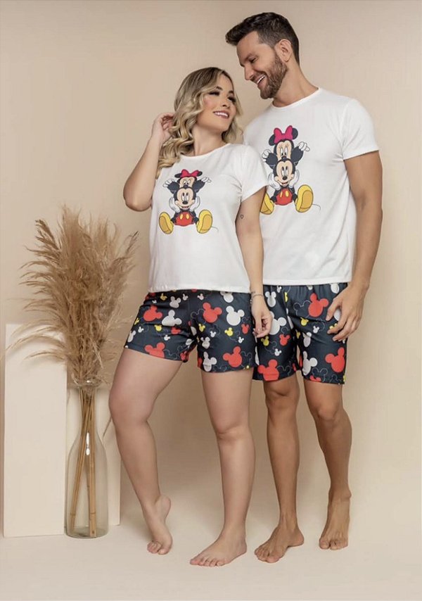 Pijama Adulto Feminino Mickey e Minnie